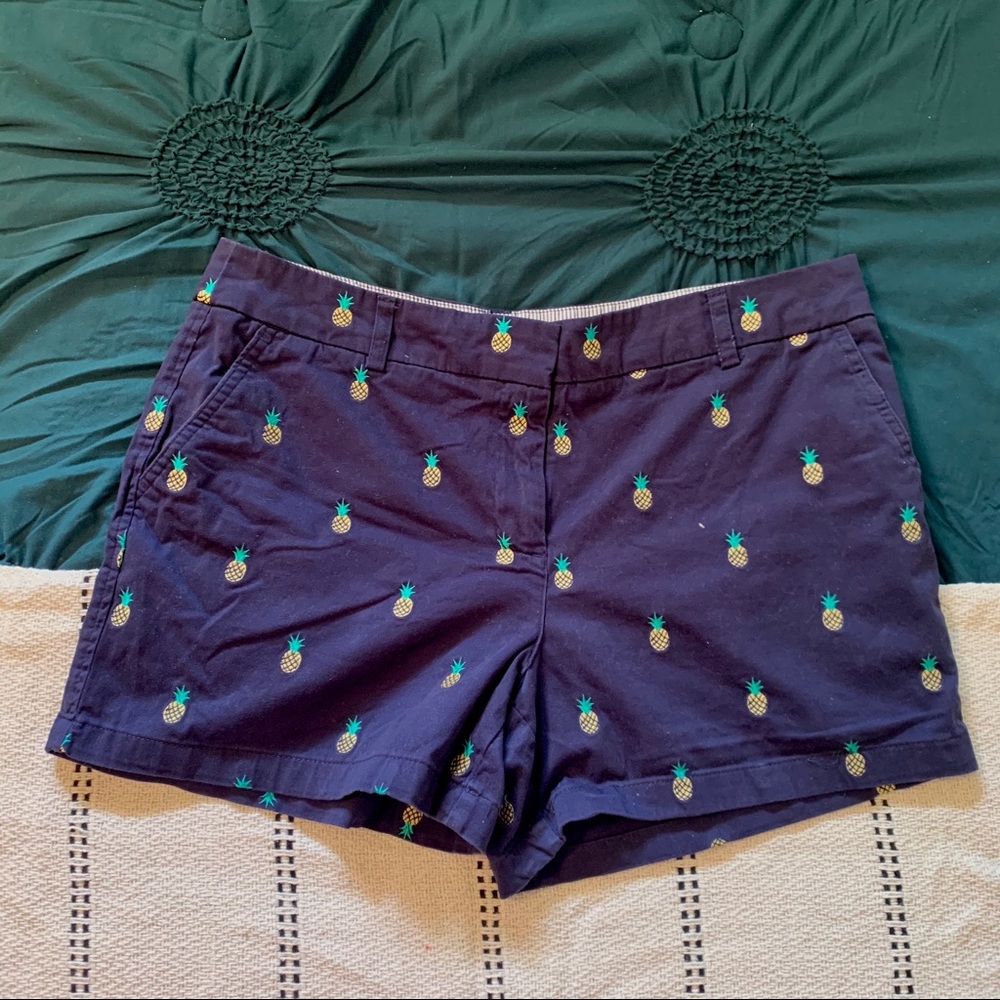 Navy Twill Pineapple Shorts